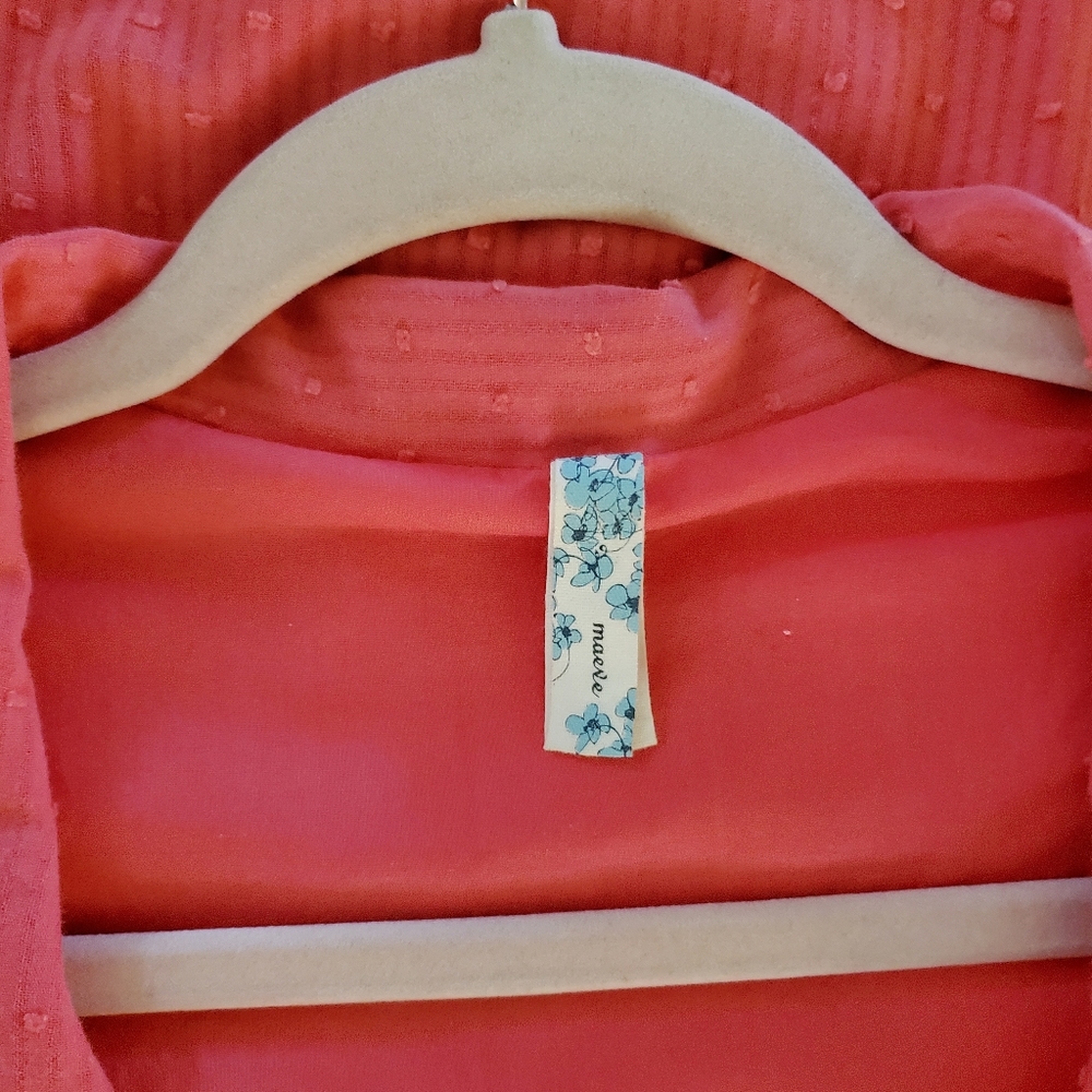 Vintage Anthropologie MaEve Pink V Neck Button Swiss Dot Swing Dress Pockets 14 - Picture 8 of 8